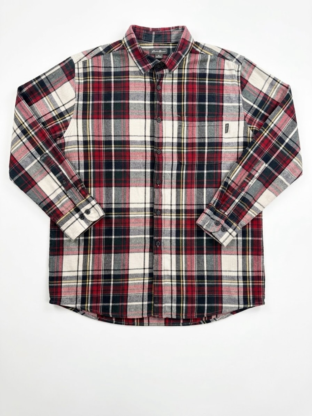 Eddie Bauer Flannel Plaid Button-Down Shirt with Pocket